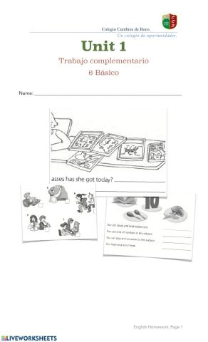 trabajo complementario inglés 6 básico