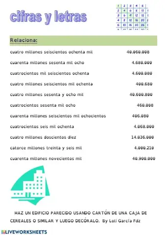 Números hasta decenas de millón