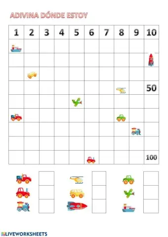 Adivina quien soy. tabla del 100