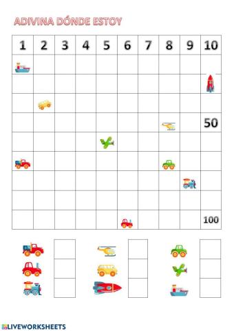 Adivina quien soy. tabla del 100