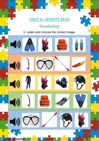 Water sports equipment listening activity.