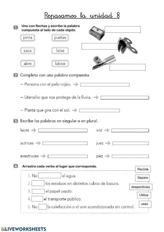 Palabras compuestas, tiempos verbales