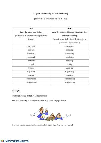 Adjectives ending on -ed and -ing