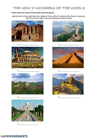 The new 7 WONDERS OF THE WORLD