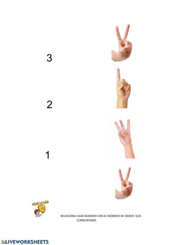 Unier números con dedos de la mano