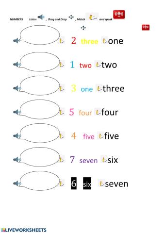 Numbers & colours,listen,match,speak