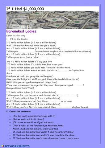 If I had a million dollar