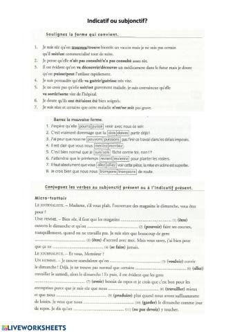 Indicatif ou subjonctif