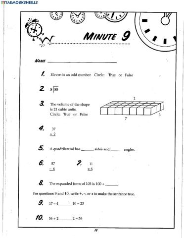 Math Minute 9