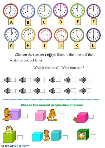 Time o'clock & prepositions of place
