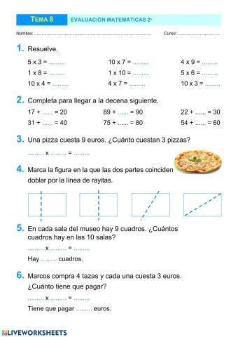 Control Matemáticas 2º Tema 8