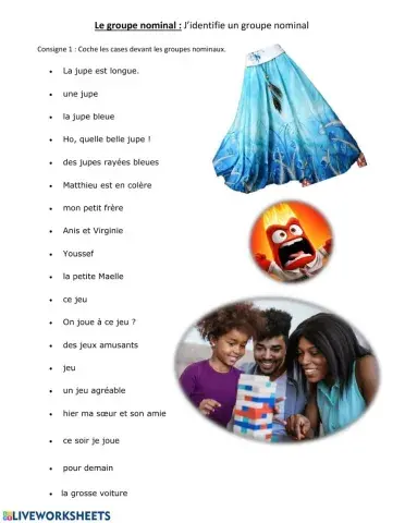 Le groupe nominal - j'identifie un groupe nominal