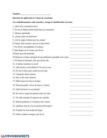 Clases de oraciones