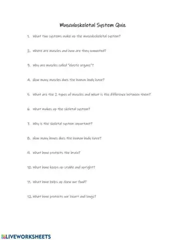 Musculoskeletal System Quiz