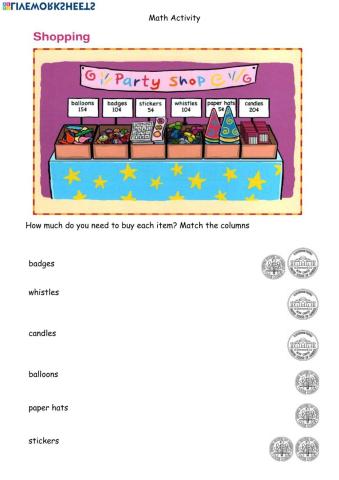 Math Shopping using coins April 14