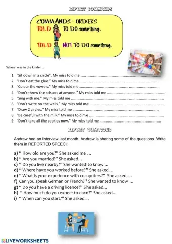 Reported questions and commands