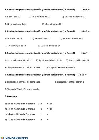 Múltiplos y divisores