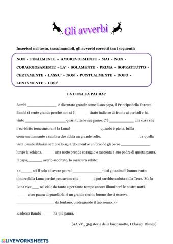 Inserisci gli avverbi corretti nel testo