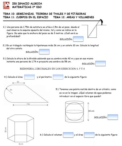 Control Pitagoras, Areas y Volumenes