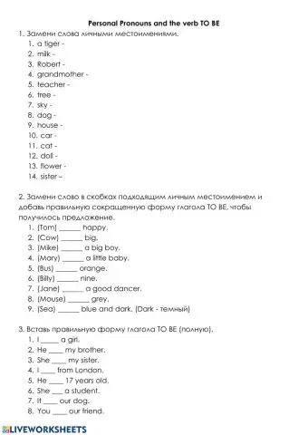 Personal pronouns - The verb TO BE