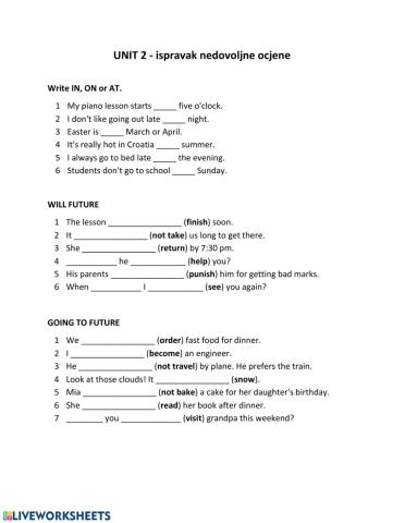 Unit 2 - future tenses, first conditional