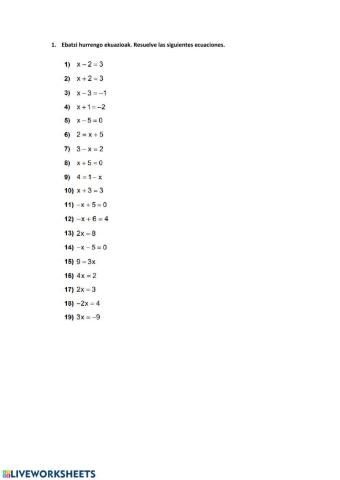 Lehen mailako ekuazioak