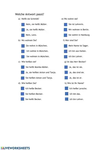 Welche Antwort passt?