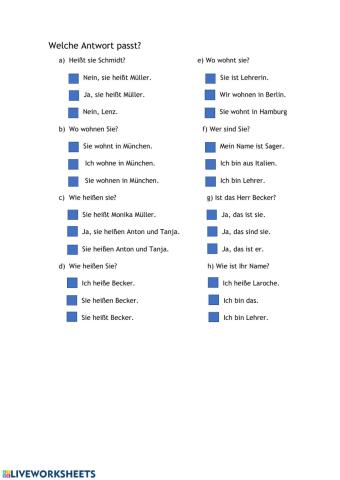 Welche Antwort passt?