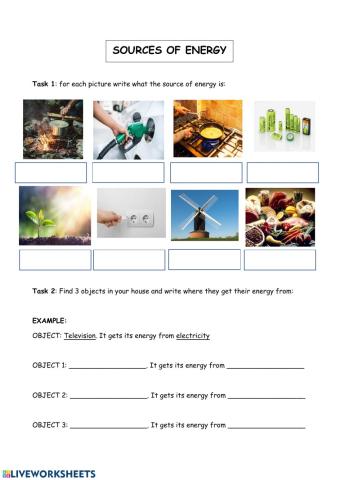 Sources of energy