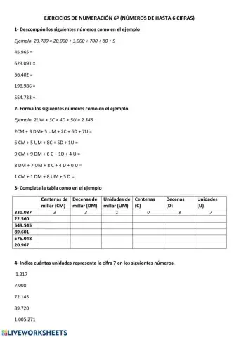 Composición descomposición 5 cifras