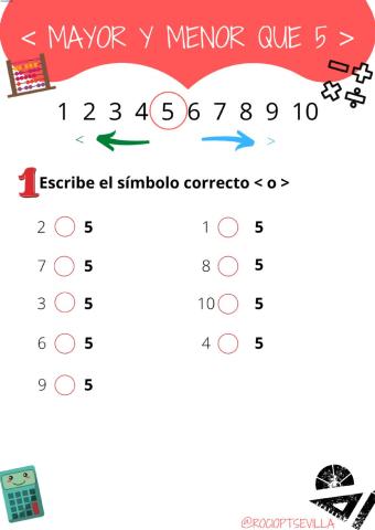 Mayor y menor que 5