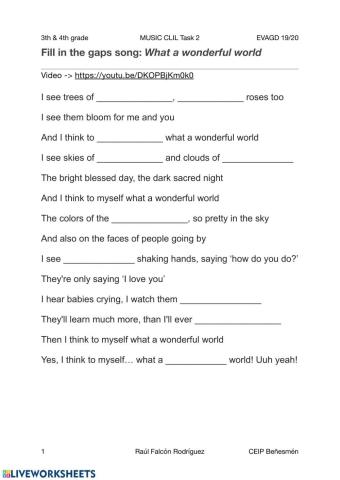 Fill in the gaps song