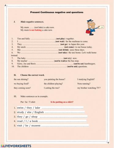 Present Continuous negative & questions