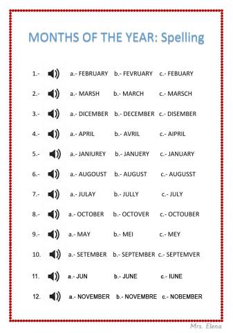 Months of the year -