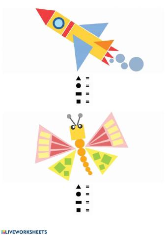 Cuenta el número de figuras planas que hay en cada dibujo y escríbelo en su lugar correspondiente