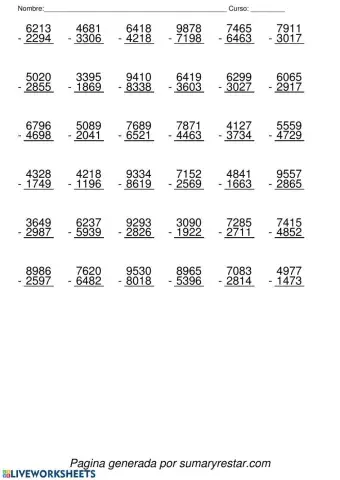 Restas de 4 cifras