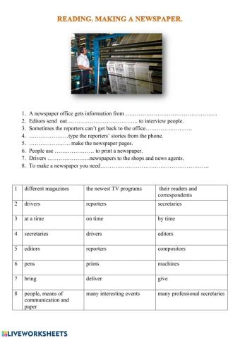 Reading. making a newspaper
