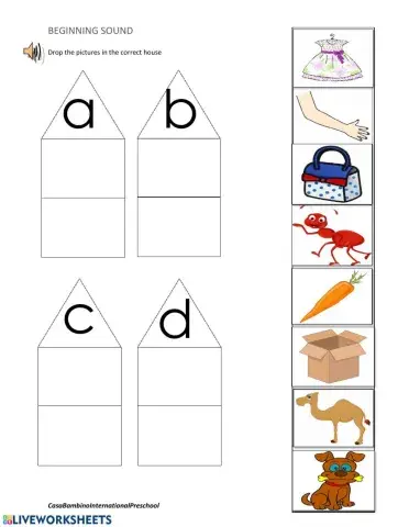 Beginning sounds - short vowel - a to d