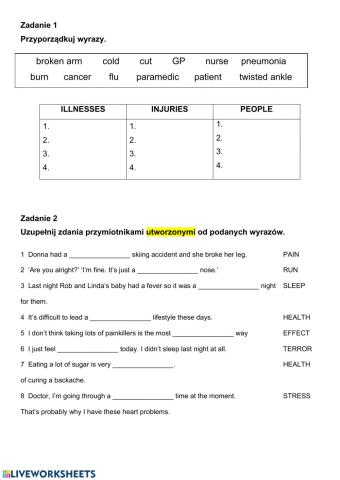 Health - vocabulary practice