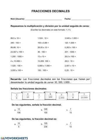 Fracciones decimales