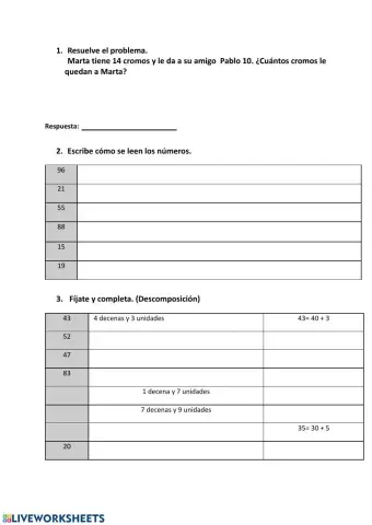 1º primaria matemáticas