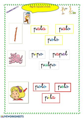 Elige la palabra correcta