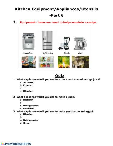 Kitchen Equipment,Appliance & Utensils