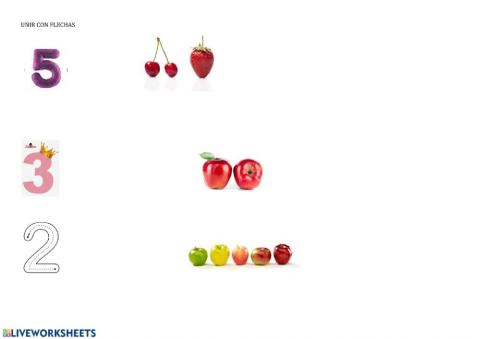 unir con flechas frutas hasta 6