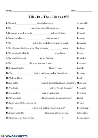 Fill in the blanks -30