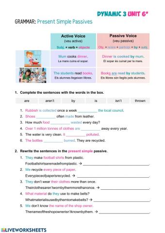 D3 Unit 6 Grammar Present Simple Passives PI