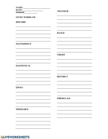 Study words -30