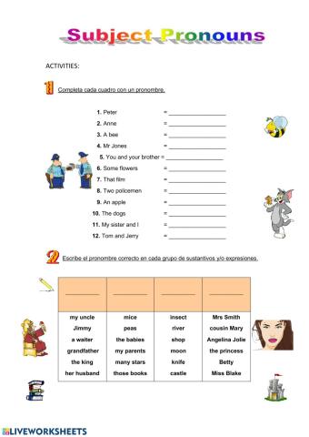 Subject Pronouns 1°