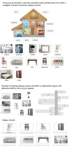 Nazwy pomiesczeń oraz mebli