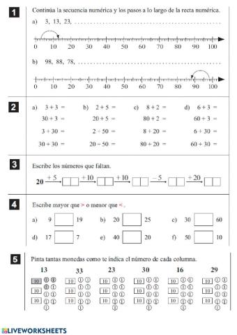 Recta numérica y sumas